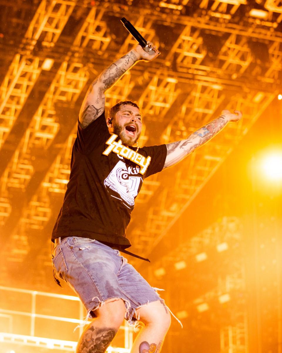 <p>Post Malone brings the energy during his Rolling Loud set at Hard Rock Stadium on July 25 in Miami Gardens, Florida.</p>