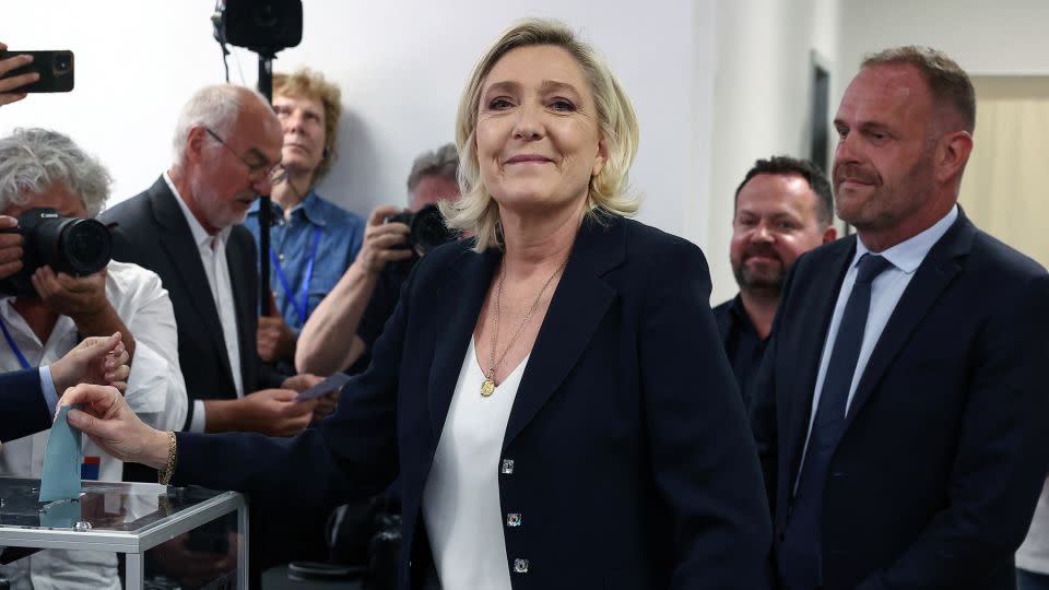 Marine Le Pen casts her ballot at a polling station in Henin Beaumont, June 30, 2024. - Yves Herman/Reuters