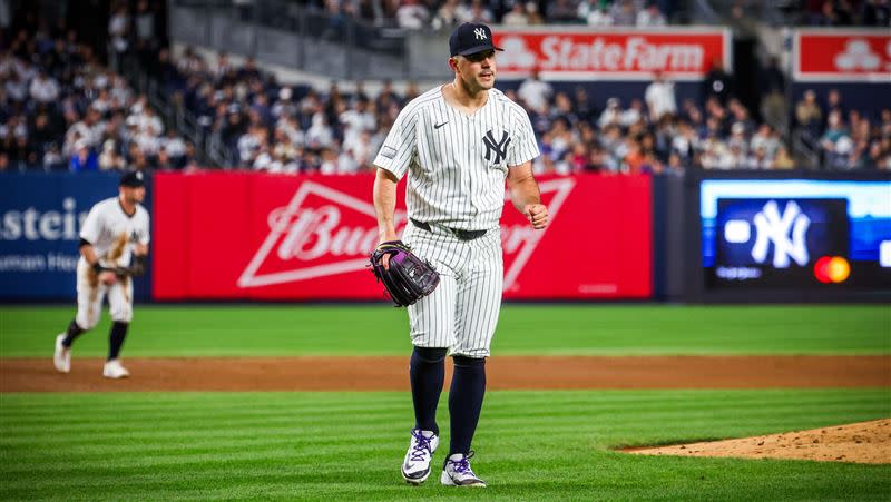 羅登（Carlos Rodon）先發6局飆6K沒有掉責失分，拿下本季首勝。（圖／翻攝自洋基推特）