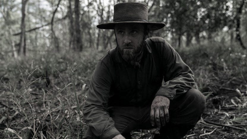 Jim Fassell (Ben Foster) is a sadistic Southerner skilled at tracking enslaved men and women on the run in "Emancipation."