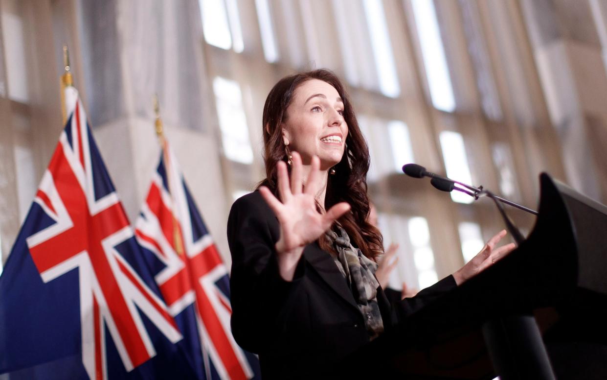 New Zealand Prime Minister Jacinda Ardern announced her vaccination targets in Wellington - Robert Kitchin/Pool Photo via AP