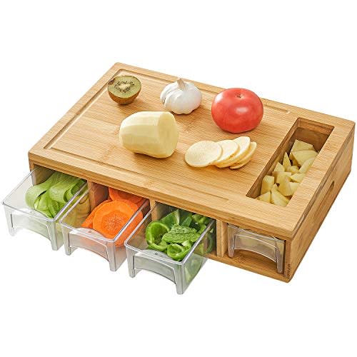 Potted Pans Meal Prep Station Food Chopping Board Set - 4 in 1 Bamboo Cutting  Board with Containers, Lids, and Graters - Yahoo Shopping