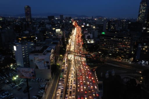 Aerial view of rush hour in Mexico City on November 20, 2019