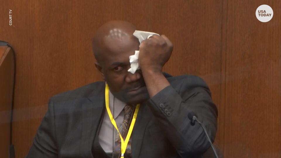 George Floyd's younger brother, Philonise, broke down in tears after seeing a photo of his brother and mother during the Derek Chauvin trial.