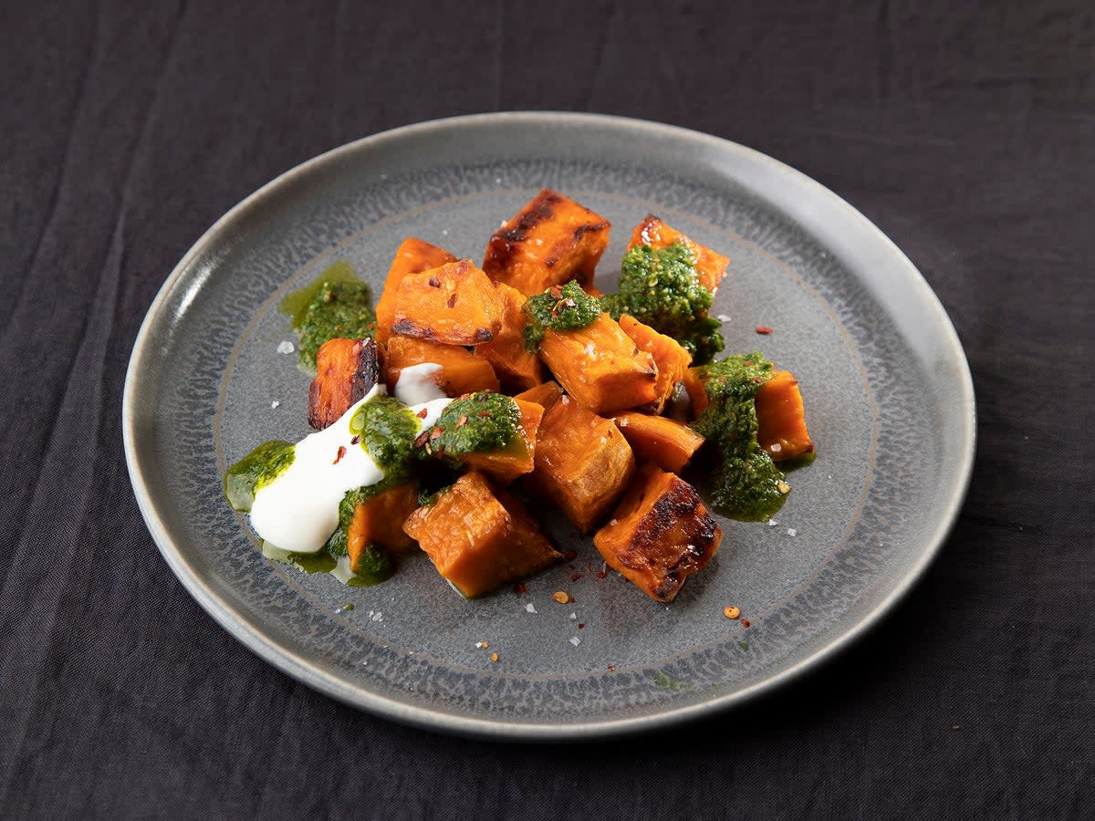 Add a protein to these roast sweet potatoes with chermoula to turn it into a delicious supper  (Alan Donaldson)