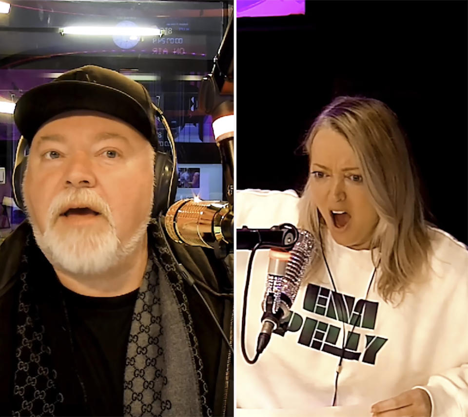 Kyle Sandilands shocked his co-host Jackie 'O' Henderson on Tuesday morning when he smashed a TV while they were live on air. Photo: KIIS FM