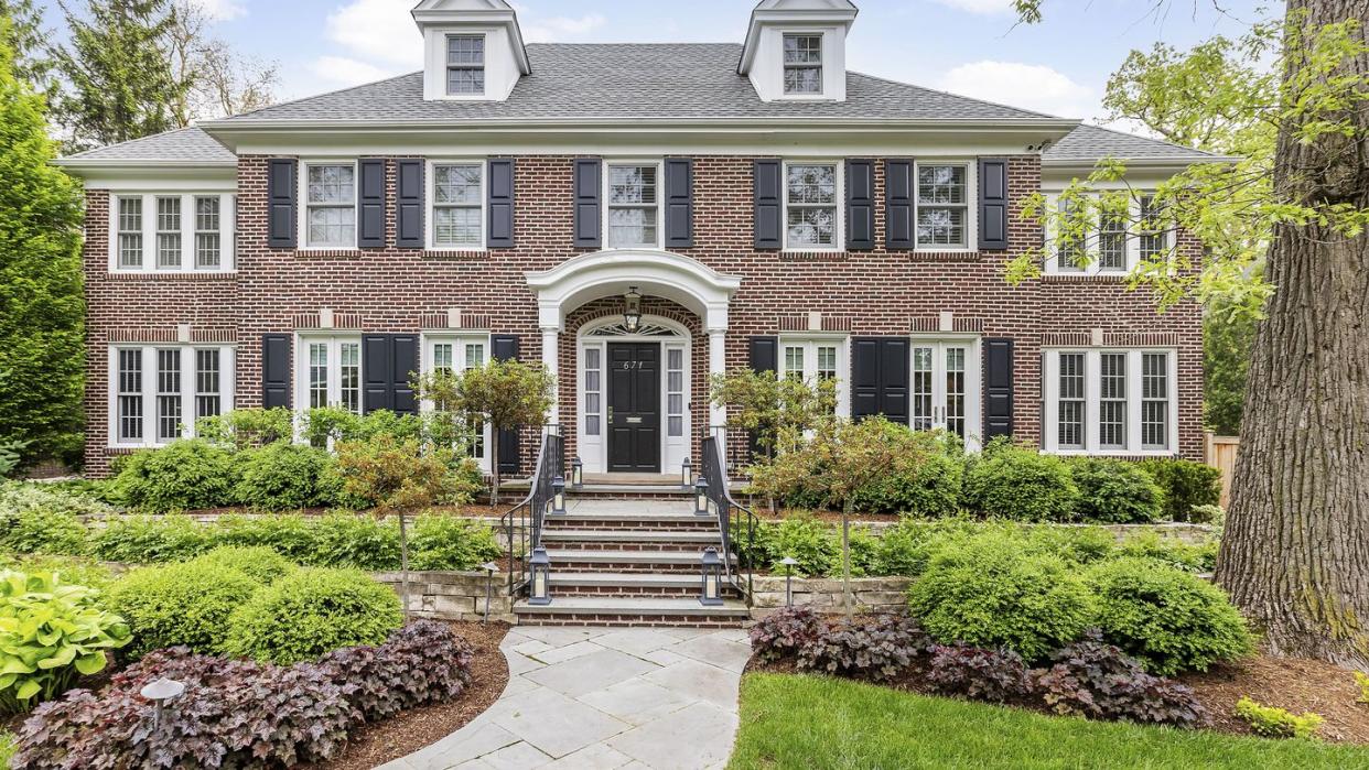 a large house with a front entrance