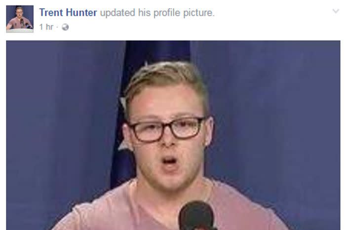 Trent Hunter took to Facebook to change his profile picture moments after he told the country the pay cuts would cost him hundreds. Source: Facebook