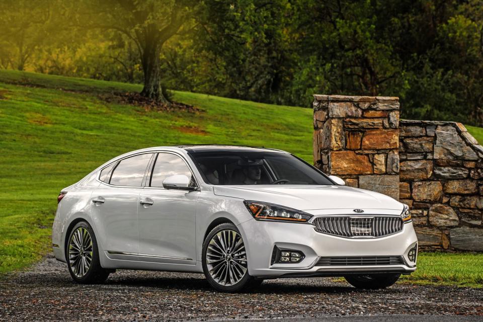 <p>Kia continues to redefine the meaning of “near luxury,” and <a rel="nofollow noopener" href="https://www.caranddriver.com/kia/cadenza" target="_blank" data-ylk="slk:the Cadenza;elm:context_link;itc:0;sec:content-canvas" class="link ">the Cadenza</a> is another example. The roomy interior is handsomely outfitted with quality materials, and Nappa leather as well as heated rear seats are available. In brief, we’re trying to figure out what’s “near” about this attractive near-luxury sedan.</p>