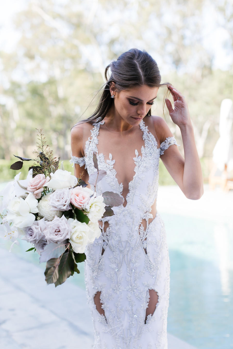 “Cut-outs were strategically placed throughout the gown adding more depth and a lightness to the overall look”. Photo: Chloe May