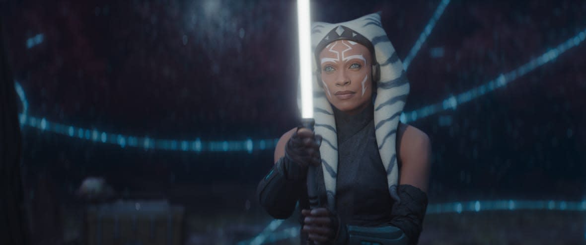 Ahsoka Tano (Rosario Dawson) in Lucasfilm’s STAR WARS: AHSOKA, exclusively on Disney+. (©2023 Lucasfilm Ltd. & TM. All Rights Reserved.)