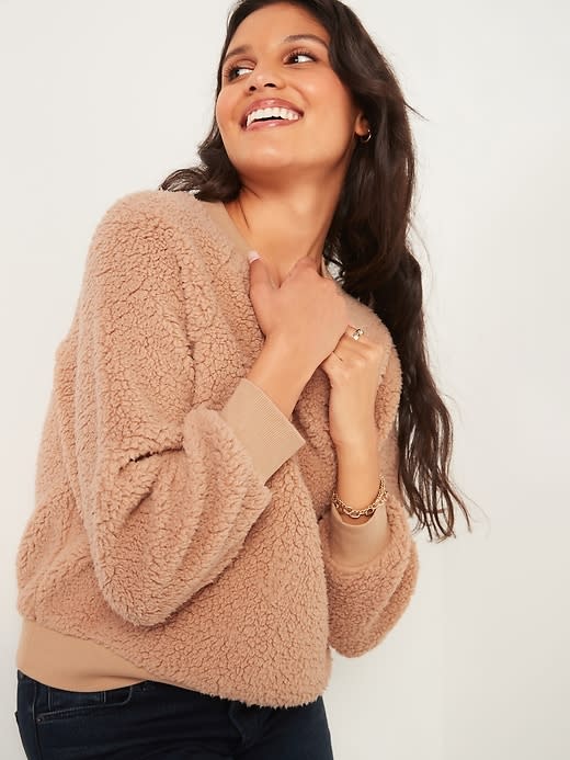 Loose Cozy Sherpa Sweatshirt for Women