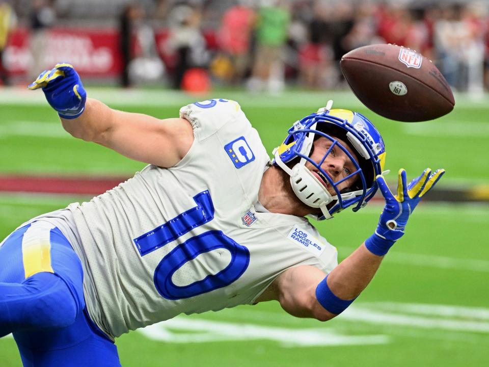 Cooper Kupp warms up before a game against the Arizona Cardinals.