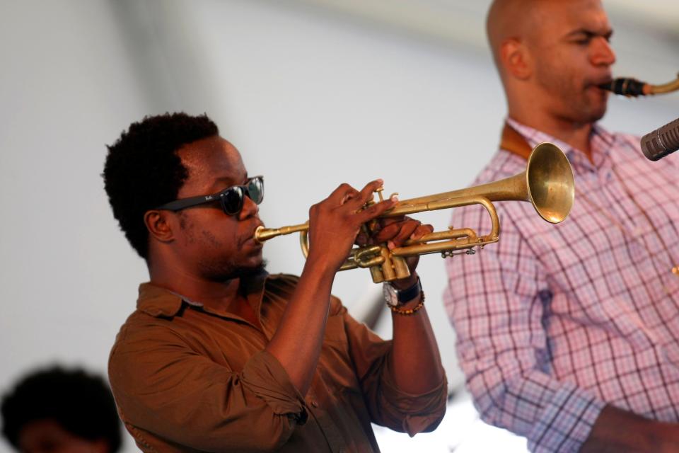 Ambrose Akinmusire performs with his quartet at  the Newport Jazz Festival in Newport, R.I. on Sunday, Aug. 5, 2012.