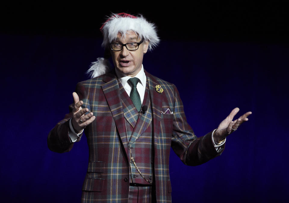 Paul Feig, director of the upcoming film "Last Christmas," speaks during the Universal Pictures presentation at CinemaCon 2019, the official convention of the National Association of Theatre Owners (NATO) at Caesars Palace, Wednesday, April 3, 2019, in Las Vegas. (Photo by Chris Pizzello/Invision/AP)