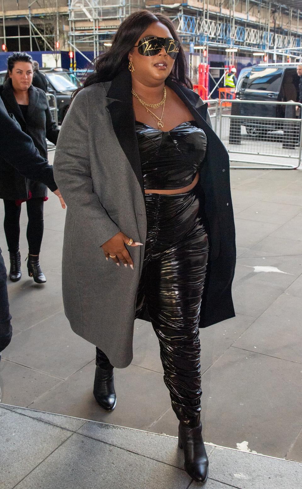 Lizzo arrives at BBC Broadcasting House, London, to perform on Radio 1's Live Lounge for Clara Amfo