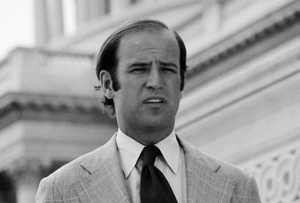 Biden in a "Bicentennial Minutes" segment, a series of nightly shorts commemorating the bicentennial of the American Revolution, which aired from 1974-1976, on Aug. 12, 1974.