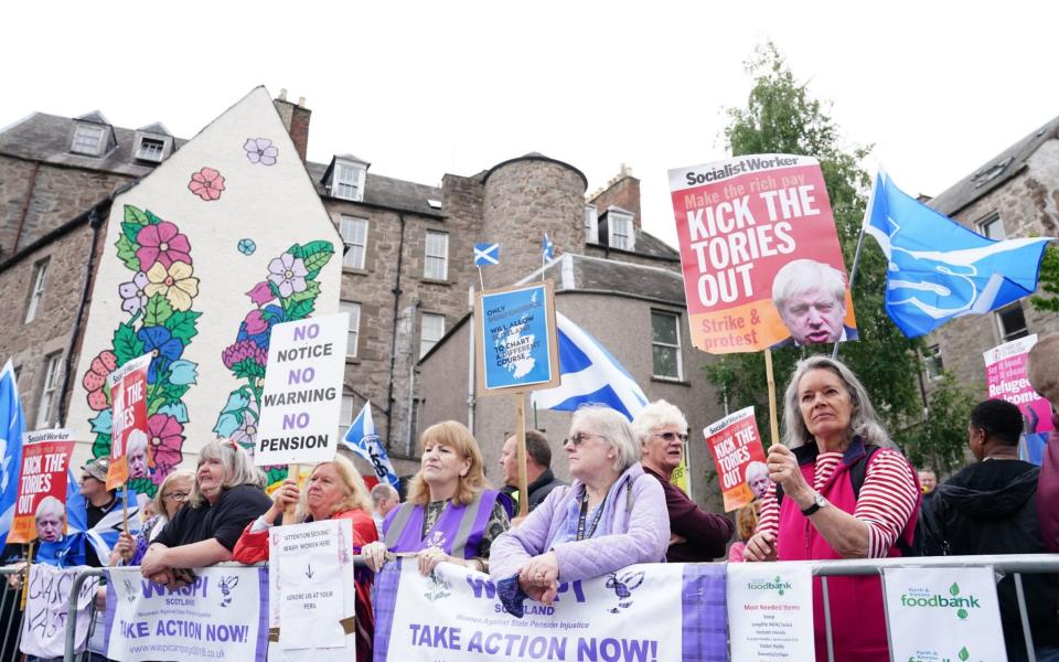 These include WASPI women angry at the Government over their pensions... - Jane Barlow/PA Wire