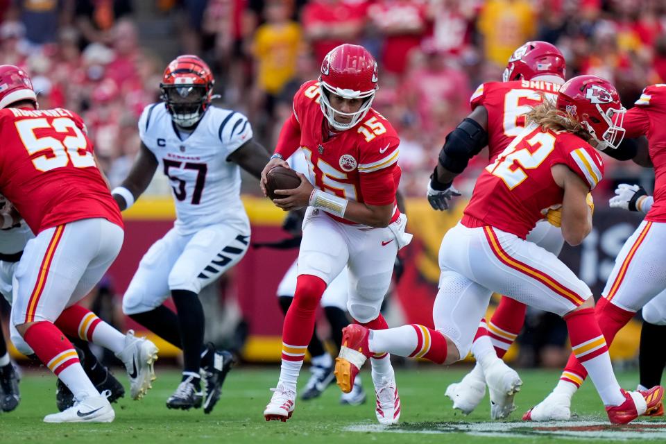 Kansas City Chiefs quarterback Patrick Mahomes against the Cincinnati Bengals