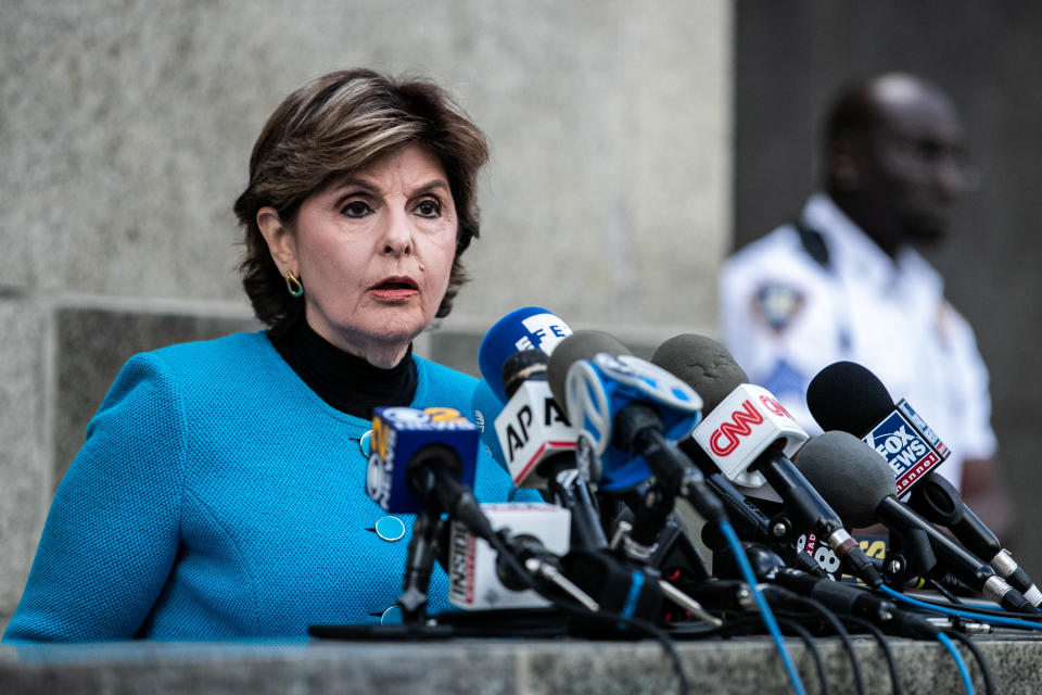 Attorney Gloria Allred speaks at a news conference after film producer Harvey Weinstein's arraignment in his sexual assault case in New York, U. S., August 26, 2019. REUTERS/Jeenah Moon