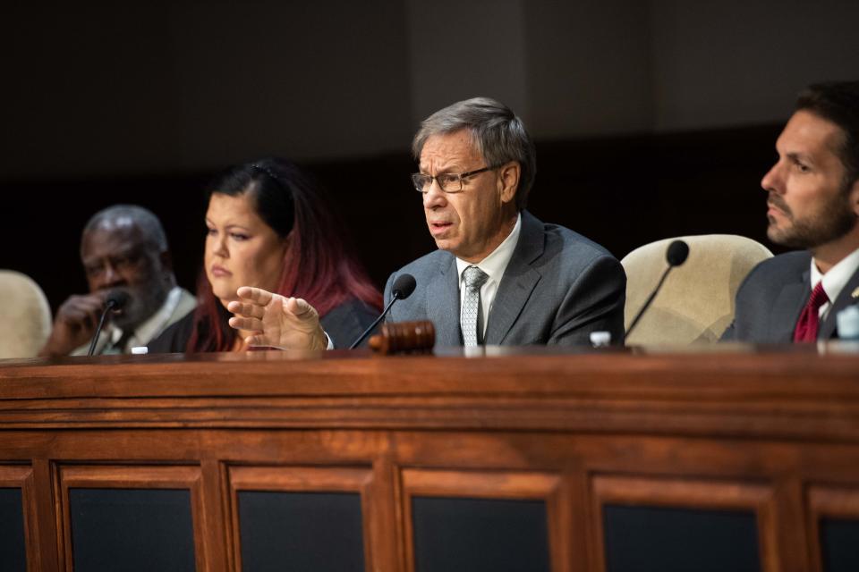 Jackson City Councilman Larry Lowrance asks for clarification during a discussion of a resolution pertaining to the incurrence of debt with West Tennessee Healthcare during a Jackson City Council meeting on Tuesday Oct. 3, 2023.