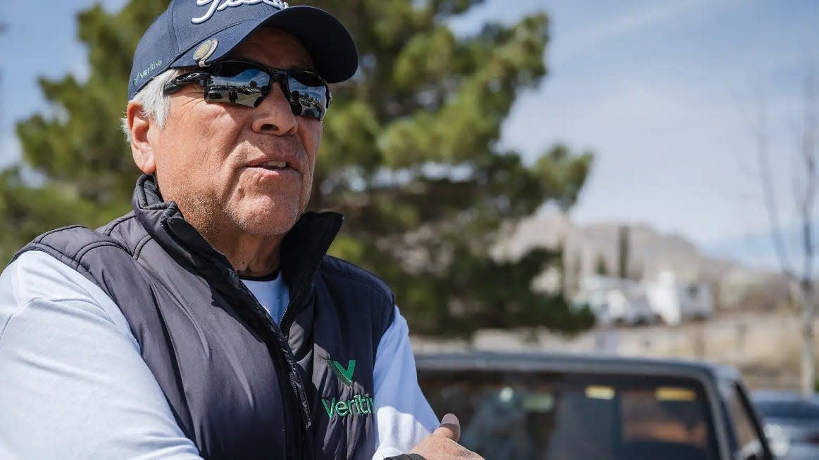 Jorge Trujillo outside of the Memorial Park Senior Citizen Center vote center in El Paso on March 5, 2024.