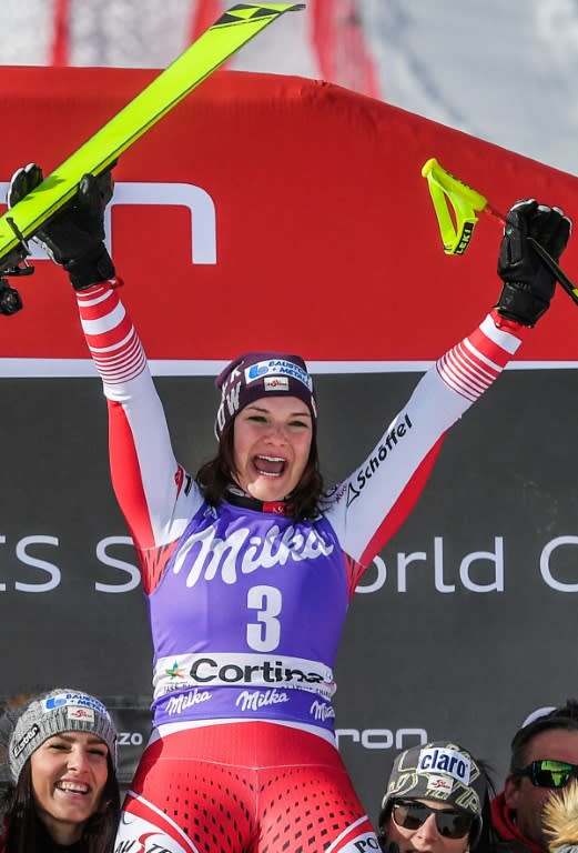 "Unbelieveable that I did it again," said Austria's Ramona Siebenhofer after completing a downhill double in Cortina