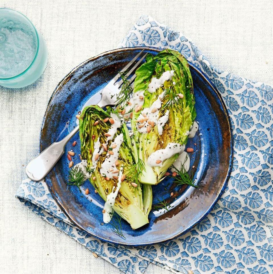 Grilled Romaine Lettuce with Creamy Feta Dressing