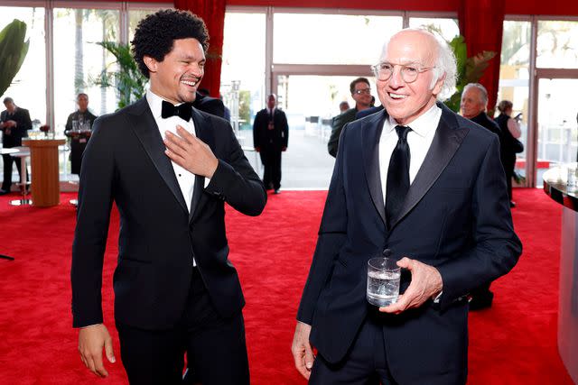 <p>Stefanie Keenan/VF24/WireImage</p> Trevor Noah and Larry David