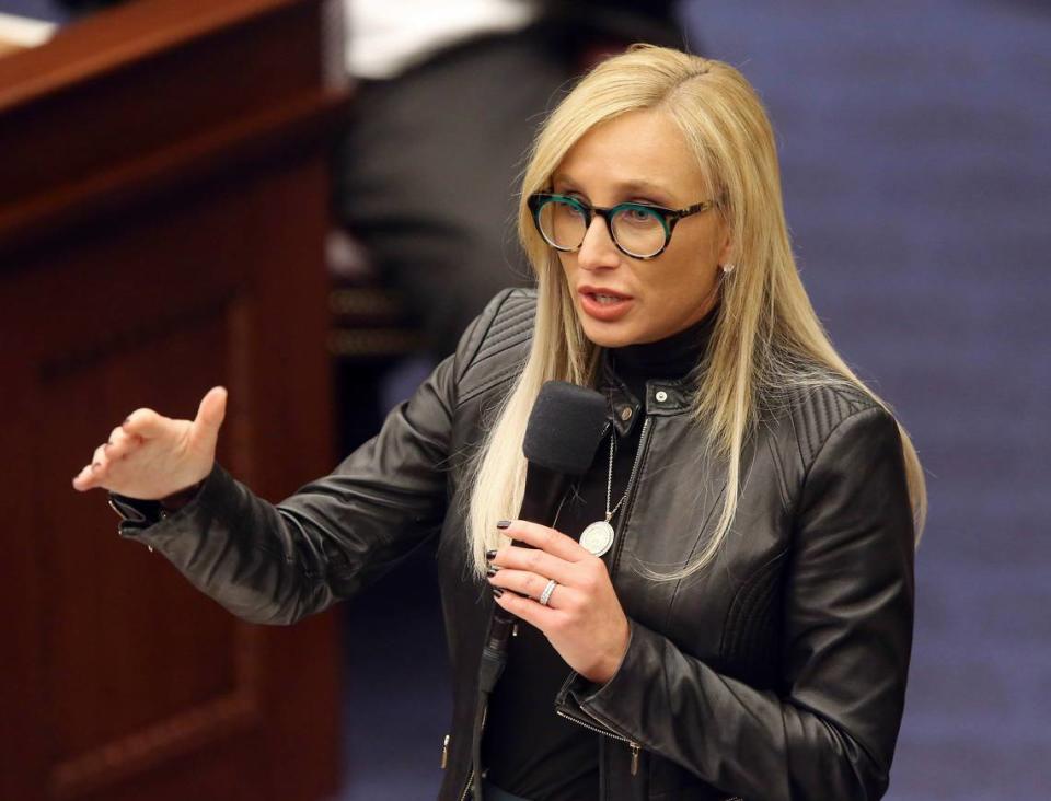 Sen. Lauren Book, D-Plantation, speaks during the Senate special session concerning Gov. Ron DeSantis’ dismissal of Broward County Sheriff Scott Israel on Wednesday Oct. 23, 2019, in Tallahassee.