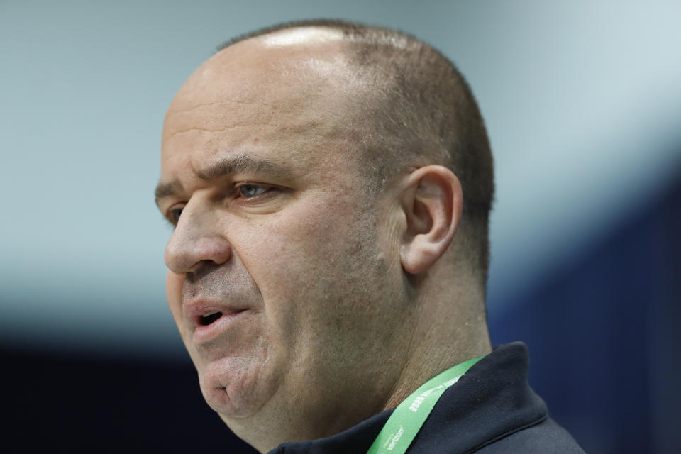 Houston Texans head coach Bill O'Brien was mad about something during the third round. (AP Photo/Charlie Neibergall)