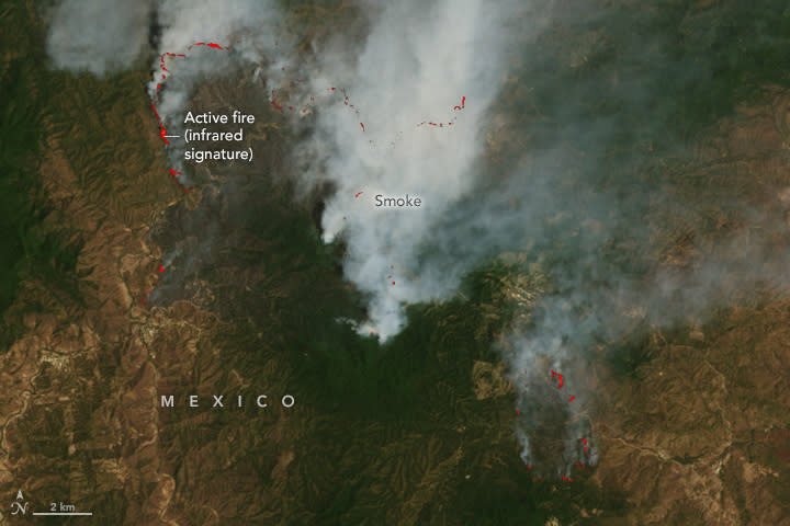 A view of wildfire smoke from a spaceborne perspective.