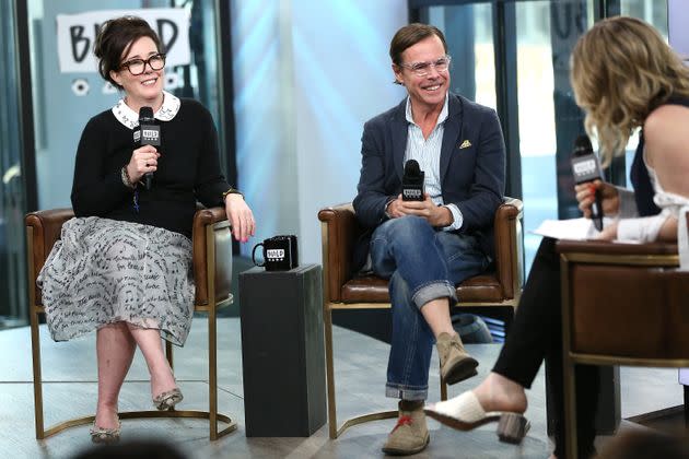 Kate and Andy Spade speak on stage at AOL's Build Series on April 28, 2017 in New York City. (Photo: Monica Schipper via Getty Images)