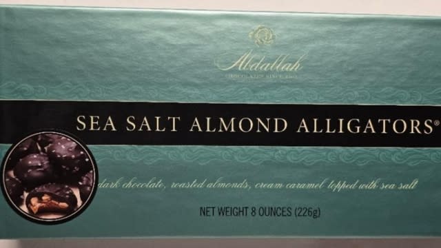 Package of Abdallah Candies' sea salt almond alligators