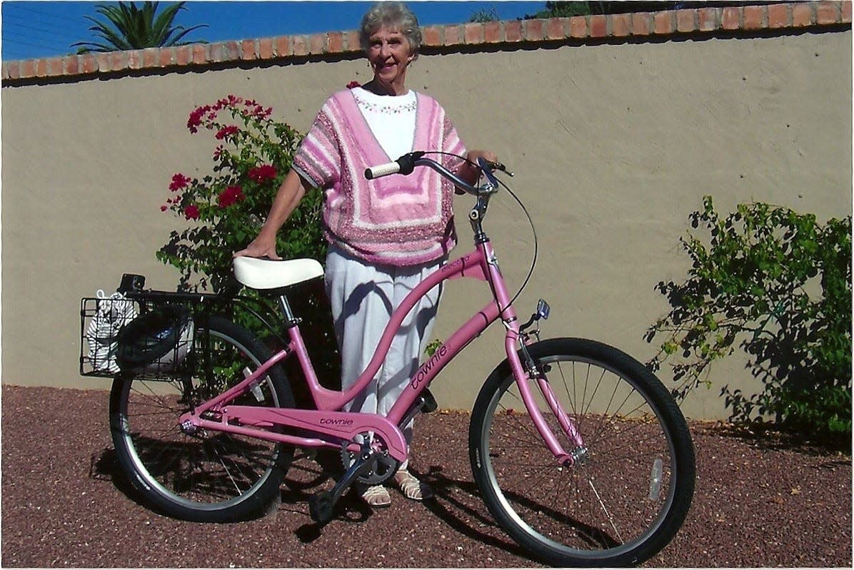 Shirley Meagher got her pink bicycle when she was in her 70s and living in Arizona. She didn't quit riding it until she was 98.