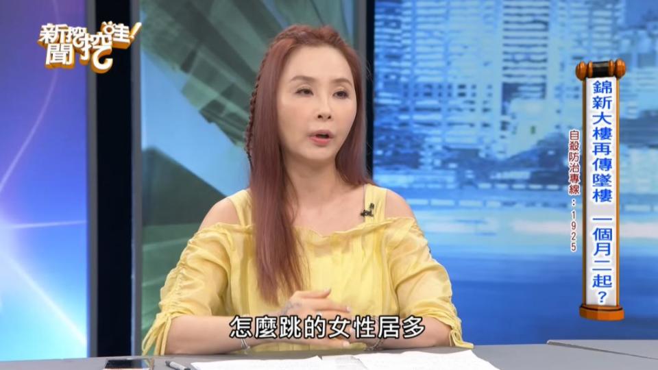 許聖梅疑惑為何錦新大樓墜樓女性居多。（圖／翻攝自新聞挖挖哇YouTube）