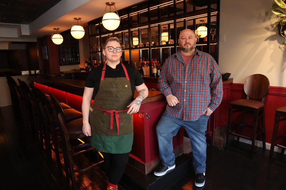 Co-owner Enzo De Raco, right, and Executive chef Shauna Leigh Franz at 140 Kitchen, a new restaurant in Peekskill, Feb. 8, 2024.