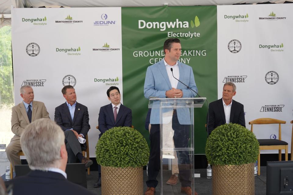 Montgomery County Mayor Wes Golden at the Dongwha Electrolytes groundbreaking ceremony in Clarksville, Tennessee on June 6, 2023.