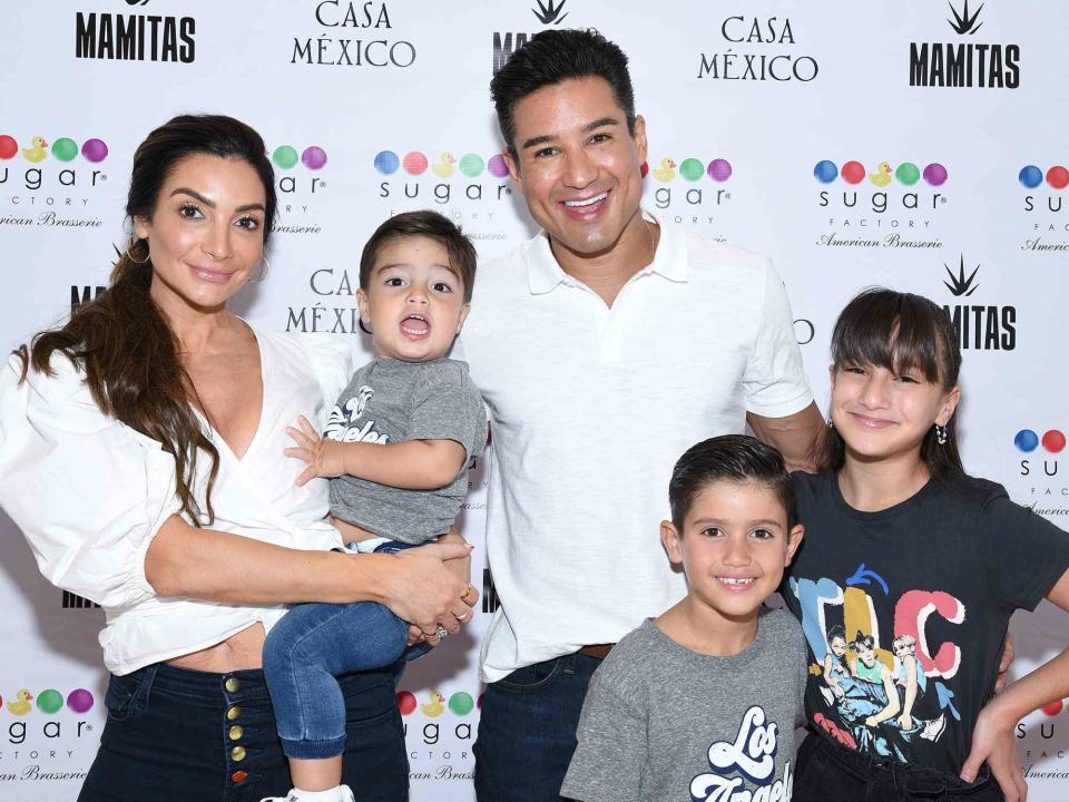 Michael Tullberg/Getty Courtney Laine Lopez, Santino Lopez, Mario Lopez, Dominic Lopez and Gia Lopez attend an event on August 07, 2021 in Los Angeles, California.