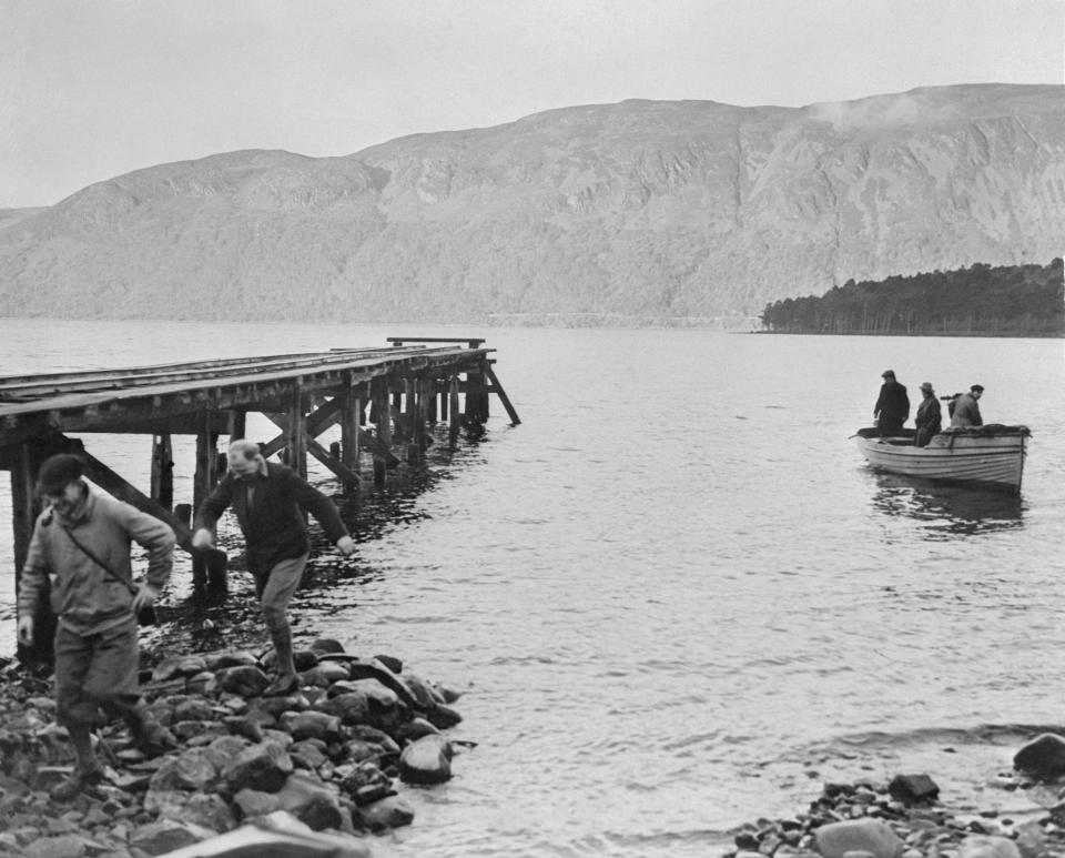 Numerous residents of the Loch Ness ares of Scotland have reported the sighting of a huge sea monster. One of the search parties is shown here. / Credit: Bettmann via Getty Images