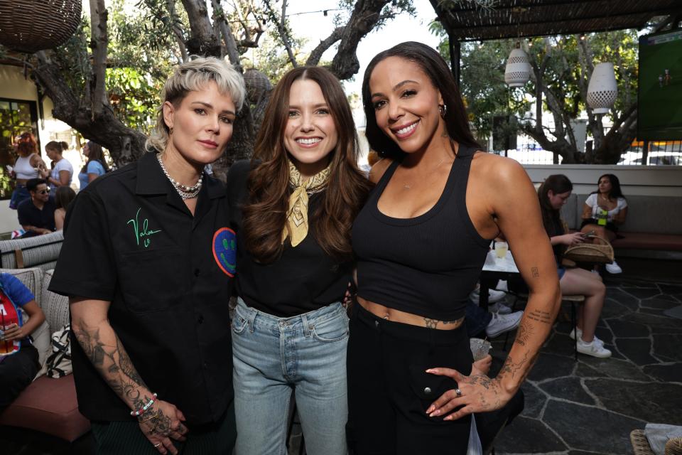 Ashlyn Harris, Sophia Bush, Sydney Leroux at Gracias Madre on July 26, 2023.