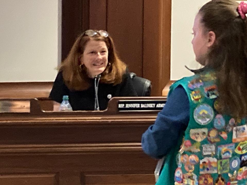 Ava Toomey, 11, of Billerica, testified before the Joint Committee on the Environment and Natural Resources, urging Massachusetts legislators to use their voice to further regulate the use of pesticides and rodenticides.