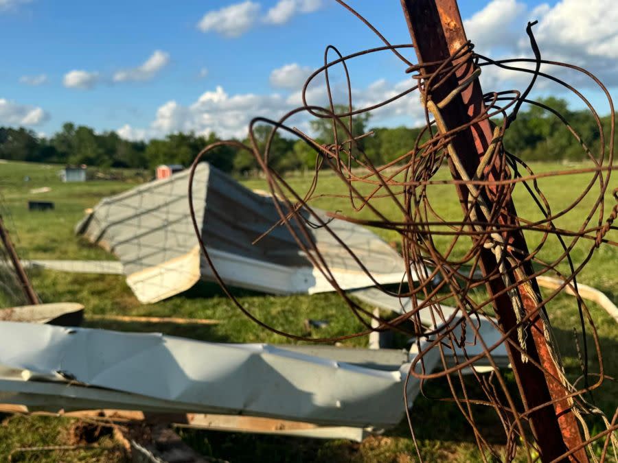 Damage to Jimmy Macon's Luther home {KFOR}.