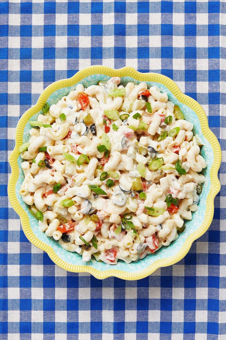 <p>Even the pickiest eaters will love this classic macaroni salad. It’s sweet, but tangy and creamy, and also light. The best of all worlds. </p><p><a href="https://www.thepioneerwoman.com/food-cooking/recipes/a10675/the-best-macaroni-salad-ever/" rel="nofollow noopener" target="_blank" data-ylk="slk:Get Ree’s recipe.;elm:context_link;itc:0;sec:content-canvas" class="link "><strong>Get Ree’s recipe. </strong></a></p><p><a class="link " href="https://go.redirectingat.com?id=74968X1596630&url=https%3A%2F%2Fwww.walmart.com%2Fsearch%2F%3Fquery%3Dpioneer%2Bwoman%2Bserving%2Bbowls&sref=https%3A%2F%2Fwww.thepioneerwoman.com%2Ffood-cooking%2Fmeals-menus%2Fg36353420%2Ffourth-of-july-side-dishes%2F" rel="nofollow noopener" target="_blank" data-ylk="slk:SHOP SERVING BOWLS;elm:context_link;itc:0;sec:content-canvas">SHOP SERVING BOWLS</a></p>