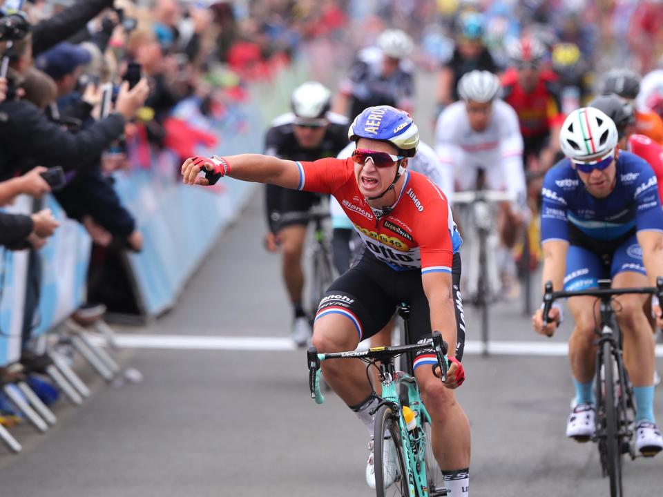 Groenewegen edged out Caleb Ewan to win the sprint finish: Getty