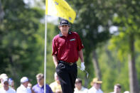 Jason Dufner walks to the pin during the second round of the Zurich Classic golf tournament at TPC Louisiana in Avondale, La., Friday, April 27, 2012. (AP Photo/Gerald Herbert)