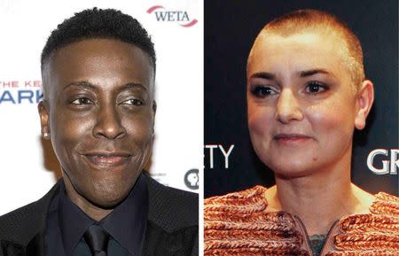 Comedian Arsenio Hall is shown in Los Angeles, California, October 19, 2015 and Irish recording artist Sinead O'Connor is shown in New York, December 14, 2011 in this combination photo. REUTERS/Joshua Roberts, Eduardo Munoz/File Photos