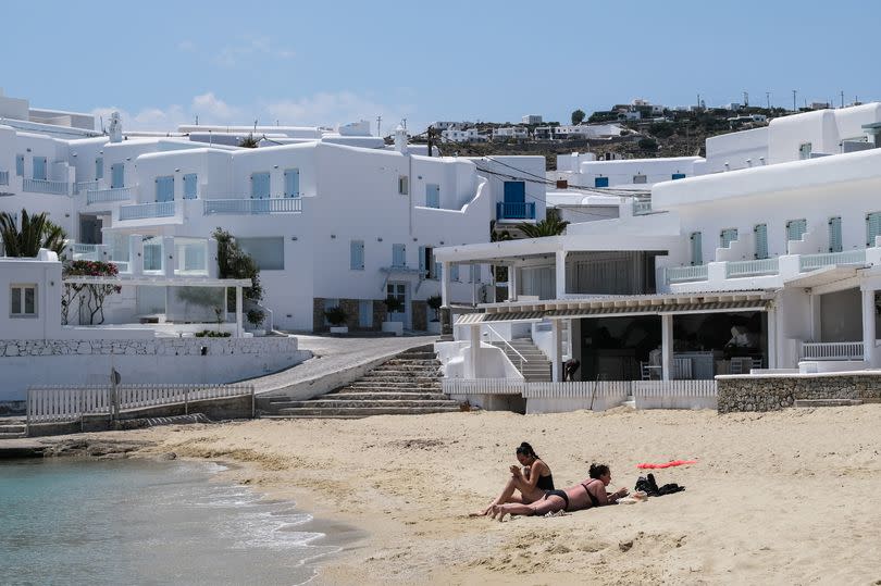 People on the beach in Mykonos