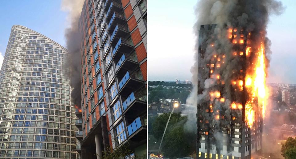 A fire broke out in a flat in New Providence Wharf, a development covered with the same cladding that allowed the Grenfell fire to spread with such deadly speed. (PA Images)