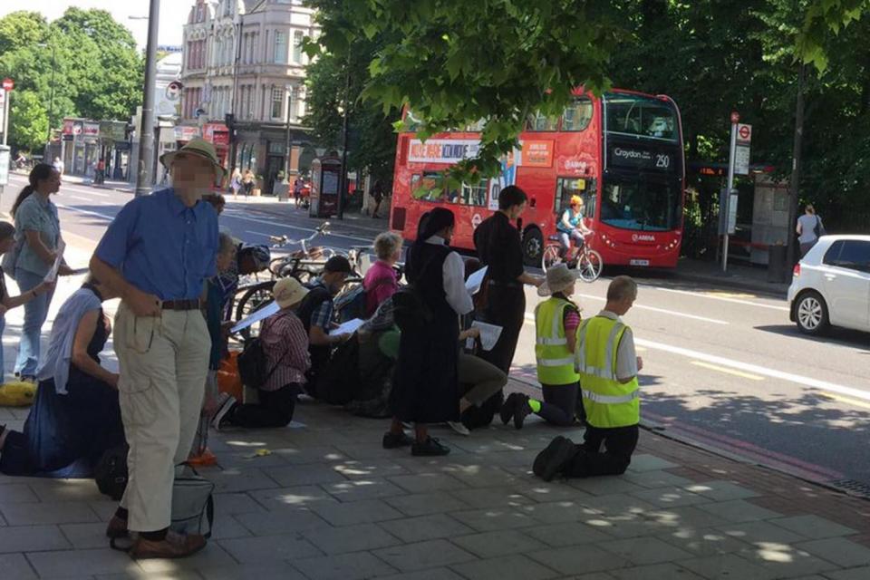'Back off': Protesters outside an abortion clinic on Brixton Hill (Twitter)